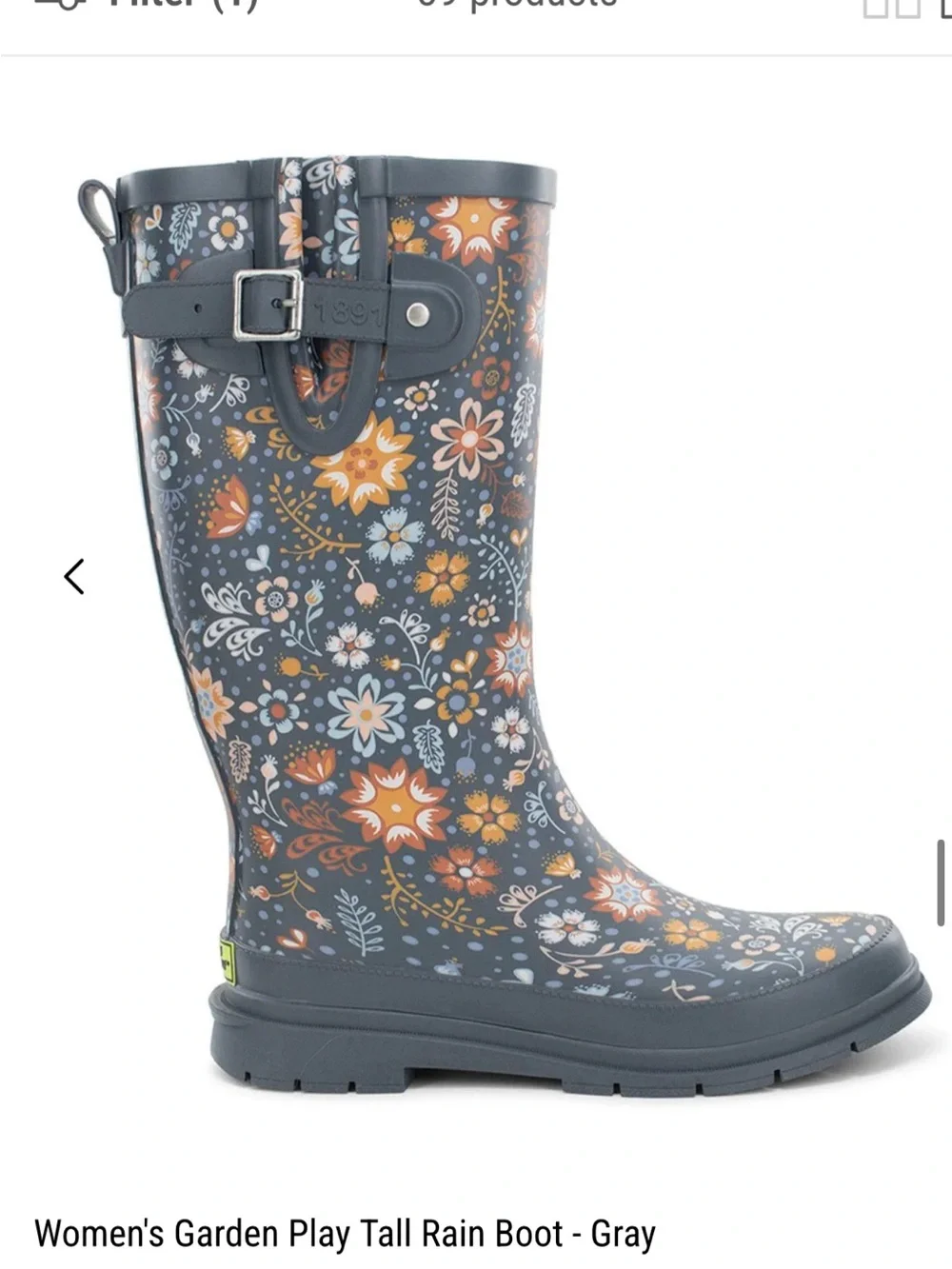 Western Chief Floral Black Rain Boots with Colorful Print